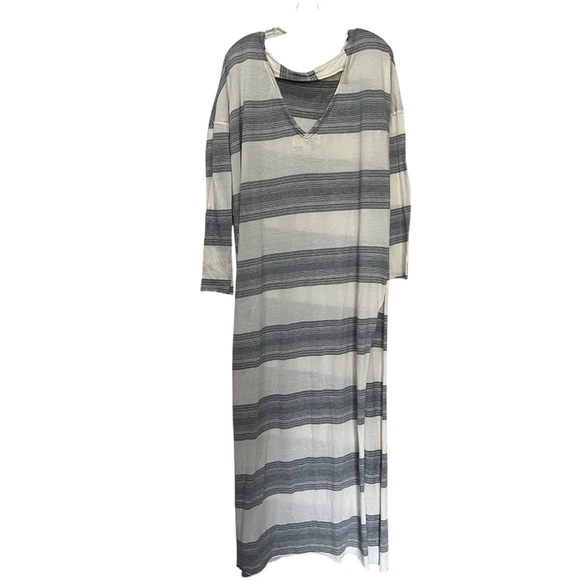 Free People Beach XS Striped Long Sleeve Longline Coverup Maxi Dress B1 - Picture 4 of 8
